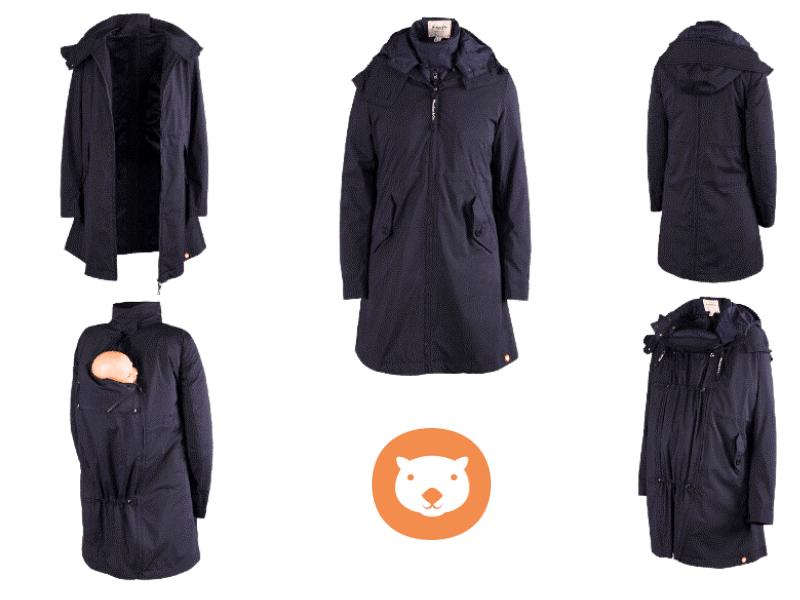 gabardina exterior del abrigo kowari en porteo, premama y uso normal